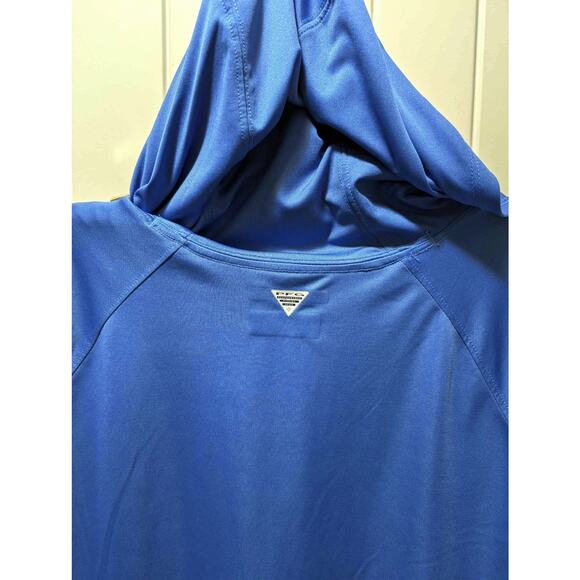 Columbia PFG Hoodie Men's L Blue Fishing Shirt Long Sleeves Omni-Shade Athletic - Picture 5 of 8